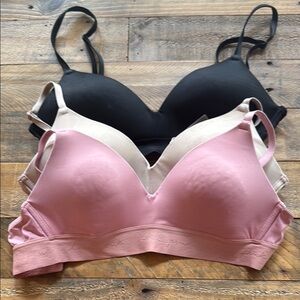 Set of 3 Victoria Secret's Pink Bras - Black, Beige, and Pink